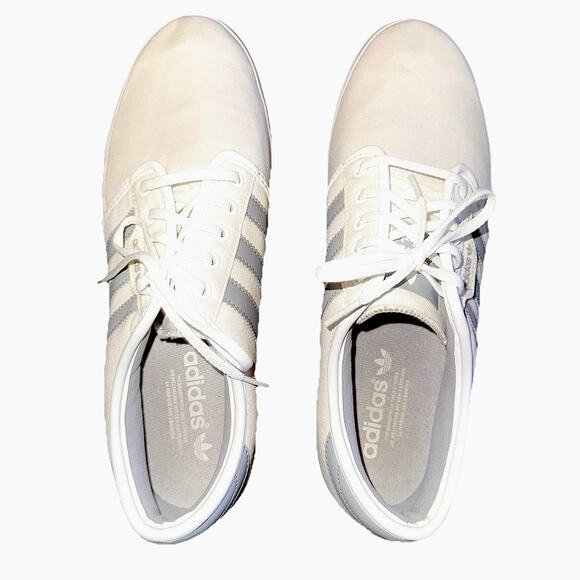 Adidas EVH-791004 2013 Off White Canvas Court 3 Stripe Shoes Men's 12 Low Top - Picture 4 of 10